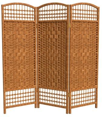 Red Lantern 4 ft. Short Fiber Weave Folding Screen