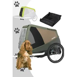 Croozer Dog Mikke Tour Pack Bundle (inkl. Regenverdeck und Packfach), Farbe: Moss Green