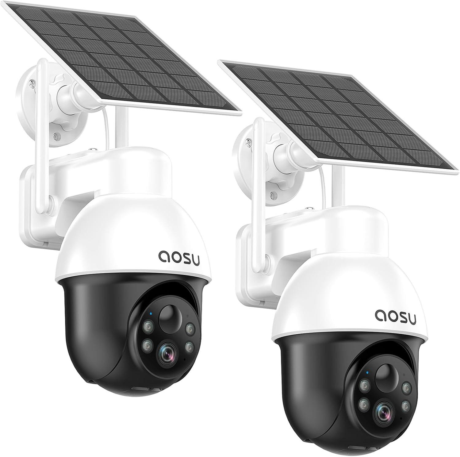 Selius Draadloos Buiten Systeem met 3K/5MP WiFi Zonnebeveiligingscamera, Panoramische PTZ met Auto Tracking en Nachtzicht