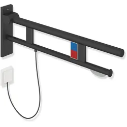 HEWI Stützklappgriff Duo, Design B, System 900, Edelstahl, schwarz