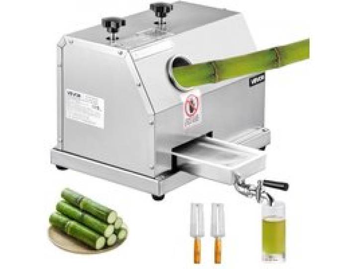 VEVOR Kommerzieller Zuckerrohr-Entsafter, 49,9kg/h Hochleistungs-Zuckerrohr-Entsafter-Maschine mit 3 Edelstahlwalzen, 6,1 cm großer Einlass, manuelle Zuckerrohr-Entsafter-Presse für den privaten/gewerb