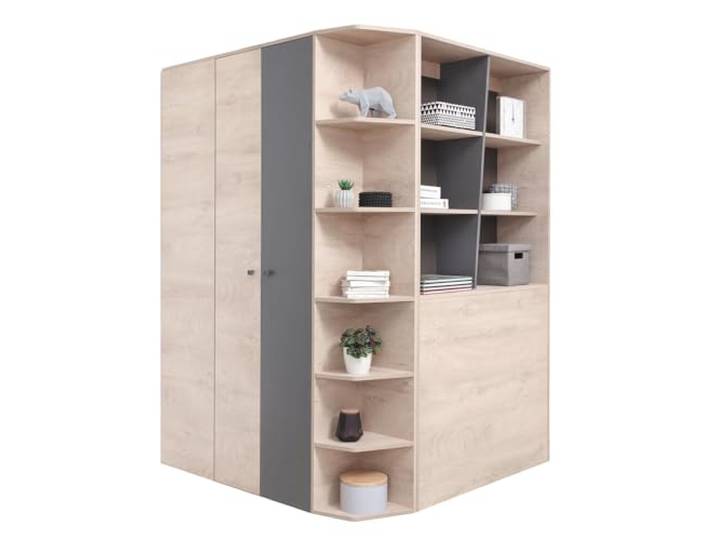 Lomadox Jugendzimmer Kinderzimmer Schrank Kleiderschrank, begehbar, 135cm in Eiche mit anthrazit