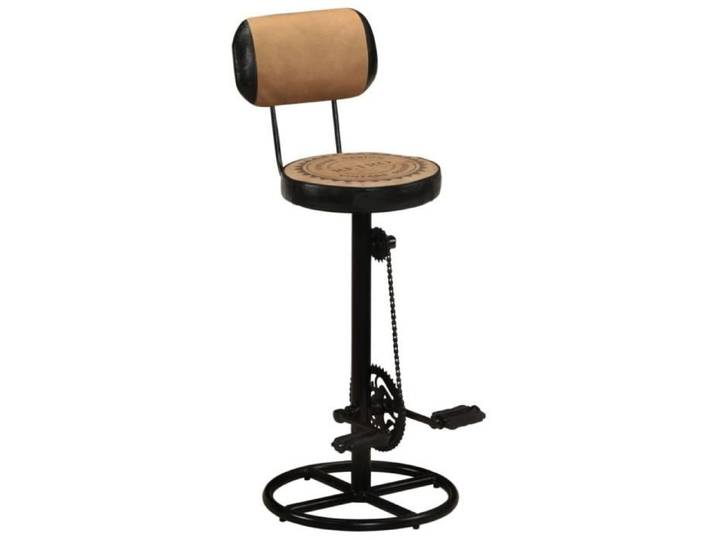 Tabouret de bar - DILWE - Lot de 2 - Cuir chèvre véritable - Pédales de vélo - Marron et noir