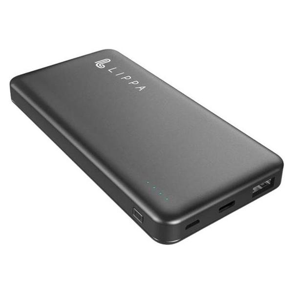 Lippa 10.000 mAh Powerbank 18W USB-C PD & QC USB-A Output - Black Powerbank - Sort - 10000 mAh (10000 mAh, 18 W, 18 Wh) (LPPB10000FC)