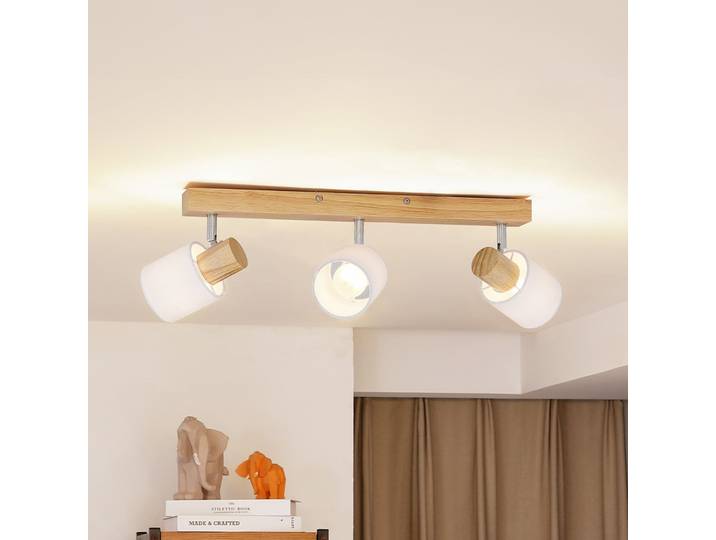 Wanessa 3 Deckenleuchte Wood/White - Lindby - Wohnzimmer - Modern - Holz - Mehrflammig