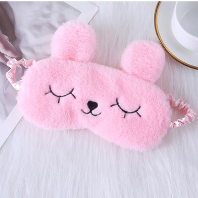 Uplifted Trends Cute Cartoon Rabbit Plush Sleep Mask For Comfortable Rest And Travel Aid pink