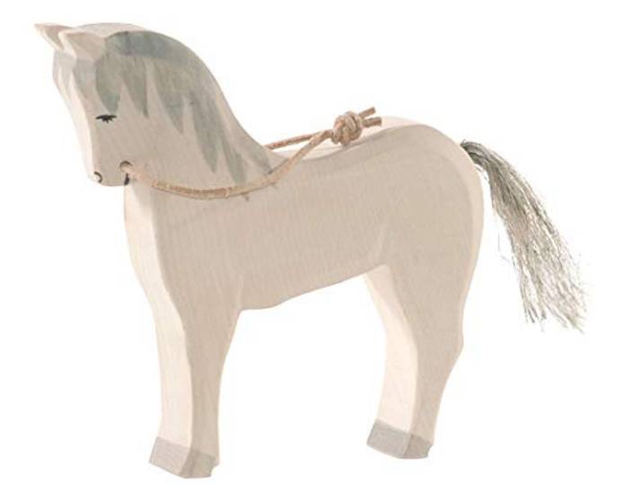 Ostheimer paard schimmel wit houten speelfiguur handgemaakt