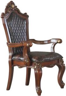 CDecor Deveraux Honey Oak Faux Leather Upholstered Tufted Arm Chairs (Set of 2)
