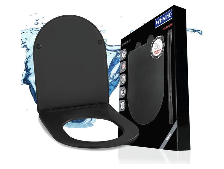 WENKO WC-Sitz Mod. Galati Anthrazit matt, aus Duroplast, Soft-Touch-Effekt