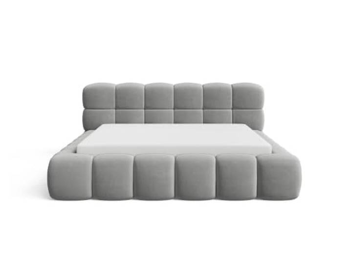 Chilly. Möbel Design Bett Clay - Doppelbett mit Bettkasten, Lattenrost, gepolstertem Kopfteil - 160x200 cm - Metallrahmen - Samt Grau