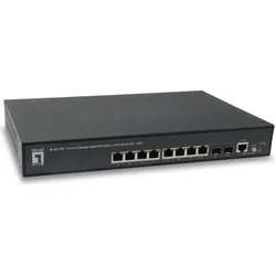 LevelOne GEP-1061 10-Port L2 Managed Gigabit PoE Switch 2 SFP 802.3at PoE 125W (10 Ports), Netzwerk Switch, Schwarz