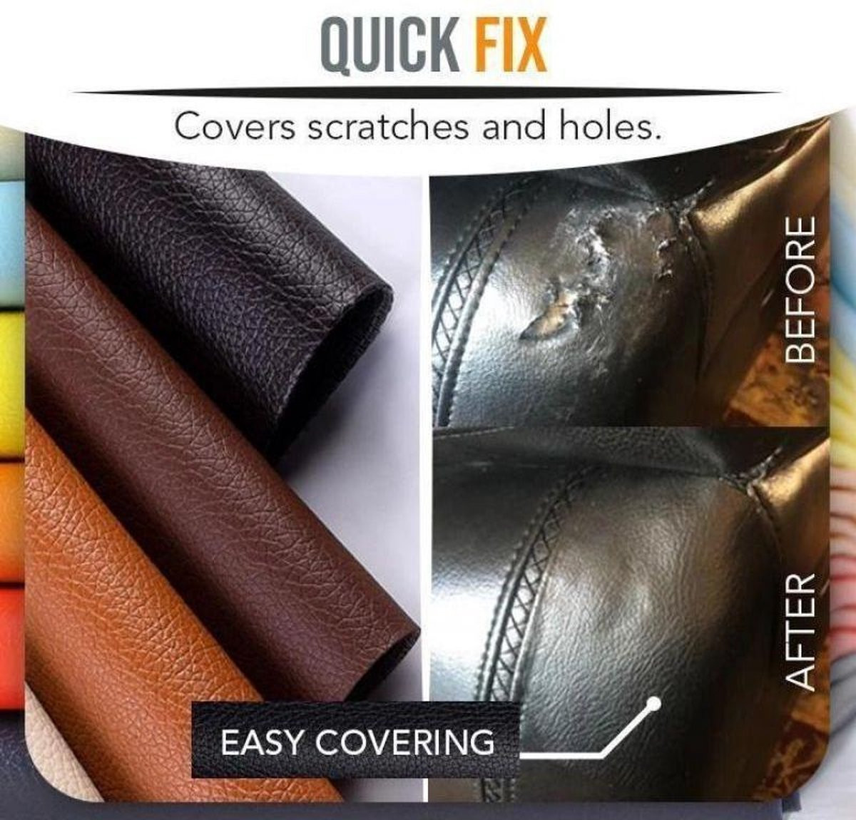 Luxe Zelfklevende PU Leer Reparatieset - Multifunctionele Kunstleer Patch voor Banken - Zwart