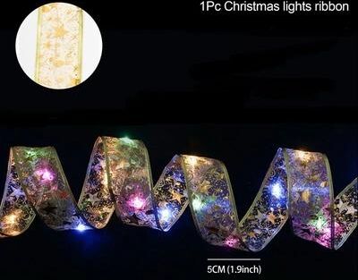 Uplift Treasures Christmas Ribbon Fairy LED Light String Decoration gold Color Light 2m 20led