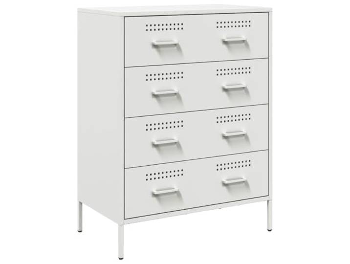 Roanoer Sideboard Weiß 68x39x89 cm Stahl Industrie Kommode 4 Schubladen Industrieller Beistellschrank aus Metall mit 4 geräumigen Fächern für Ordnung in Schlafzimmer und Wohnzimmer.