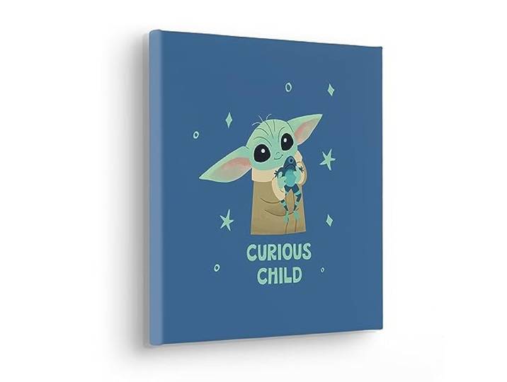 Komar Komar Keilrahmenbild - The Mandalorian Little Grogu Curious - Größe 30 x 30 cm - Kinderzimmerbild, Wandbild, Kinderzimmer