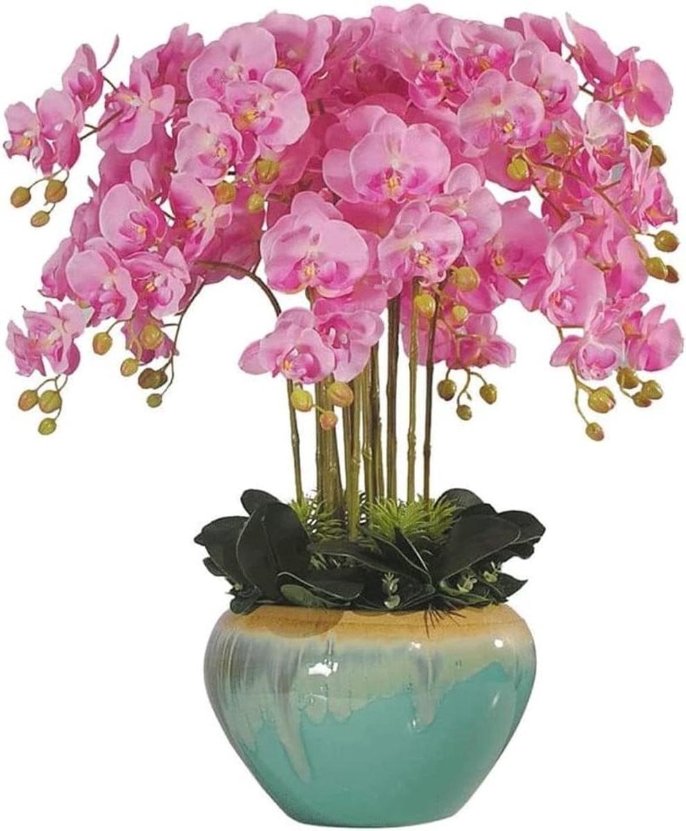 Kunstorchidee Bonsai met roze nepbloemen voor decoratie, Hoogte: 73 cm