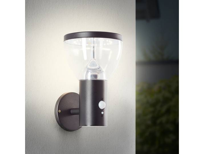 BRILLIANT Applique murale extérieure solaire noire TULIP incl. détecteur de mouvement 3W 430 lm 3000 K Acier inoxydable/plastique