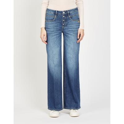 Relax-fit-Jeans GANG "94MEDINA WIDE", Damen, Gr. 29, Normalgrößen, blau (titan waves), 98% Baumwolle, 2% Elasthan, unifarben, relaxed fit lang, Jeans, mit normaler Beinlänge