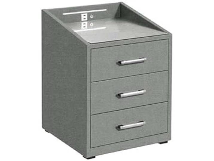 Stella Trading Moon Nachttisch Stoffbezug mit LED-Beleuchtung & USB-Anschlüsse 3 Schubladen 47x61x46 cm