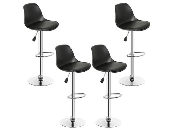 QUIIENCLEE Chaises de Bar Lot de 4 Tabourets Hauts Hauteur Réglable Rotatif sur 360° avec Dossier et Repose-pieds Noir