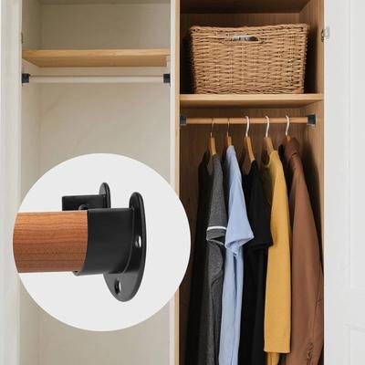 Drop Dash Deals Stainless Steel Closet Rod Bracket Set Black Pole Holder With Screws For Wardrobe, Curtain, And Laundry Support Stainless Steel Closet Rod Bracket Set Black Pole Holder With Screws For Wardrobe, Curtain, And Laundry Support