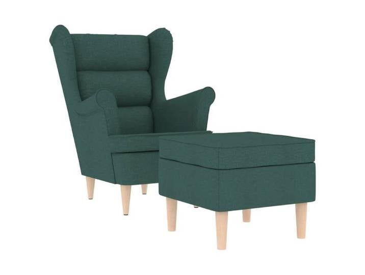 SARA@Fauteuil avec repose-pied Vert foncé Tissu - Fauteuil mixe 1 personne HO53416