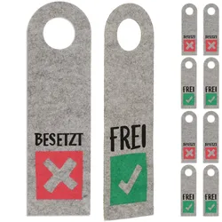 Relaxdays Türschild "Besetzt Frei", 10er Set, WC Schild zum Aufhängen, beidseitig, Bad & Büro, Filz Türhänger, grau