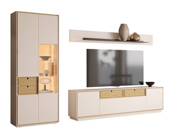 Alberto Martinelli Wohnwand EVORA, creme, Holzfurnier