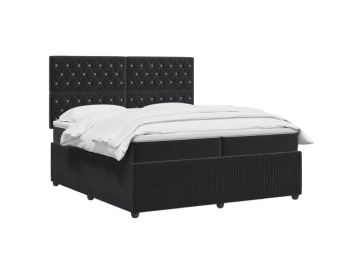 vidaXL LED Boxspringbett mit Matratze Schwarz 200 x 200 cm Samt Integrierter LED-Streifen sorgt für eine coole Atmosphäre im Schlafzimmer, Leichter Zugang zum Stauraum unter dem Bett,