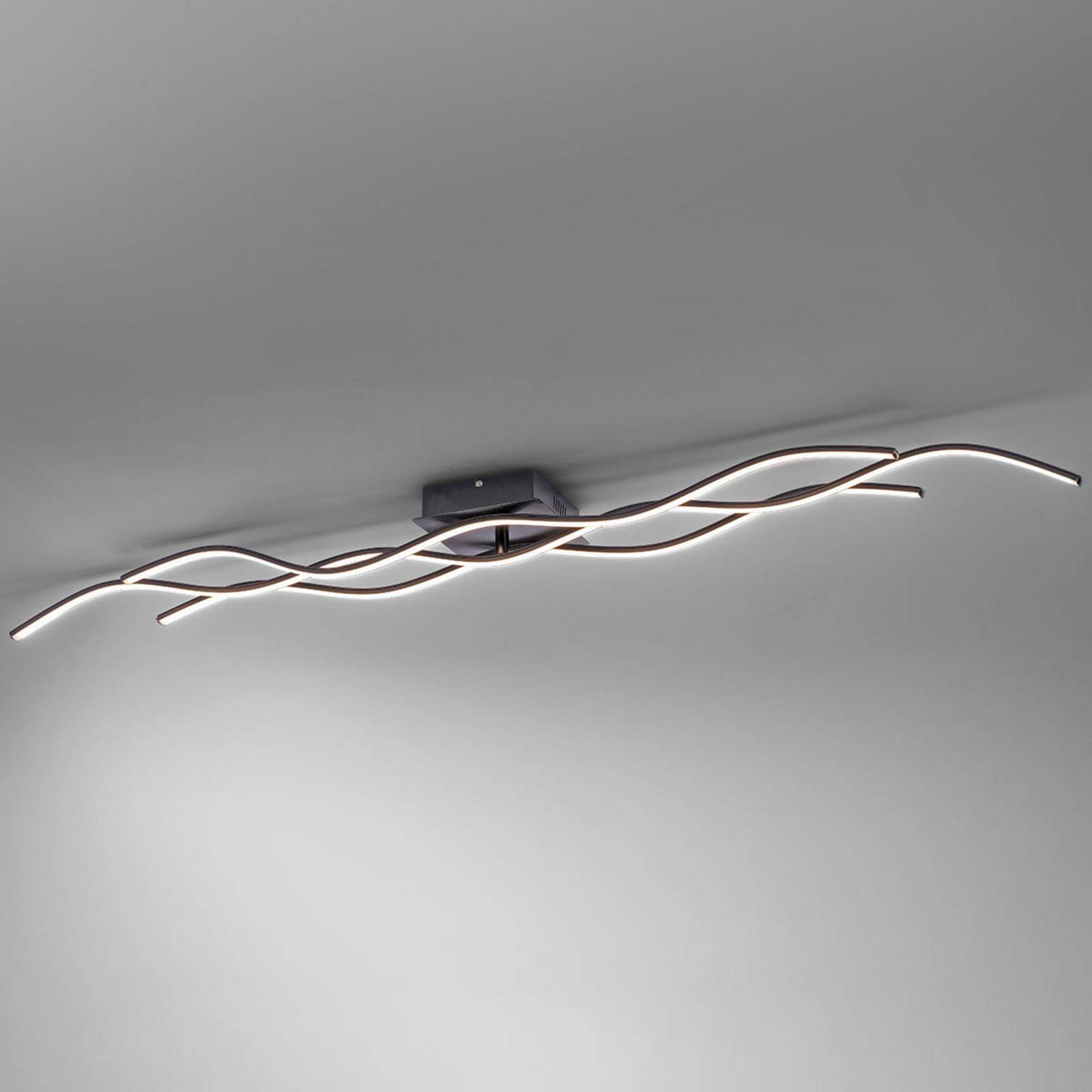 JUST LIGHT. GmbH Lampa sufitowa LED Wave, czarny, salon / jadalnia, metal, nowoczesny