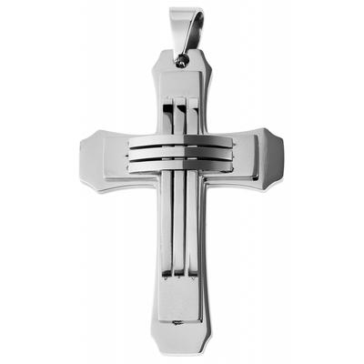 Kettenanhänger ADELIA´S "moderner Kreuz Anhänger aus Edelstahl", silber, Schmuckanhänger, Damen, Edelstahl, Kettenanhänger