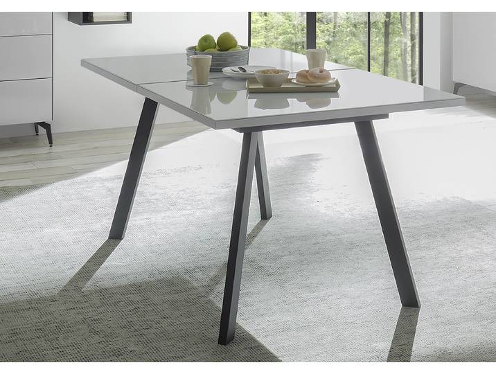 Ausziehbarer Esstisch Santis 160 x 75 x 90cm Schwarz/Weiß/Hellgrau Eckig