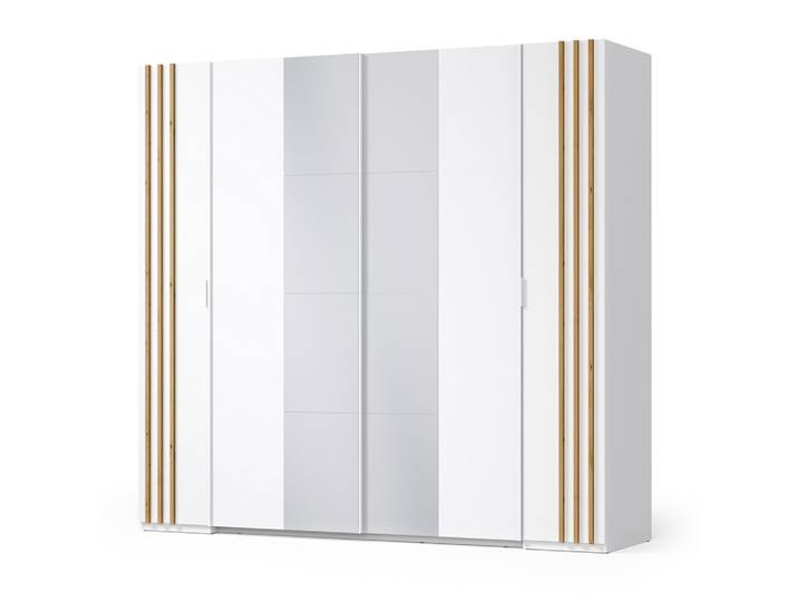 DREHTÜRENSCHRANK TOREN 218/207,5/62cm 4-türig mit Spiegel Weiß