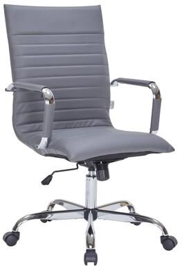 LeisureMod Harris Modern High-Back Leather Executive Office Desk Chair with Stainless Steel Frame, Adjustable Height, Tilt Lock, & Swivel