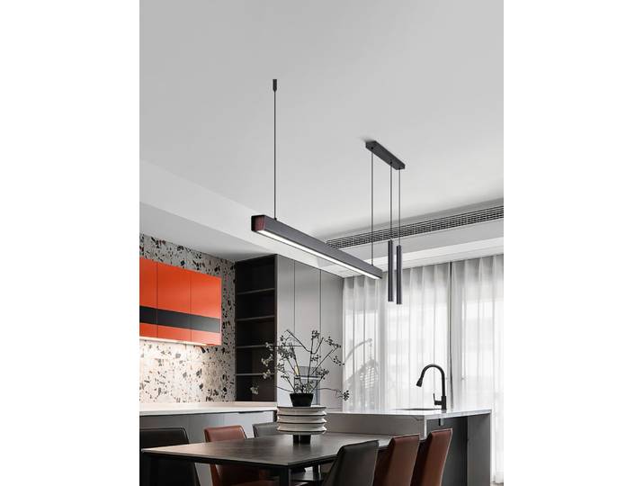 Lustre linéaire noir pour plafond, luminaires suspendus LED réglables, éclairage de salle à manger, luminaires suspendus pour îlot de cuisine, style moderne