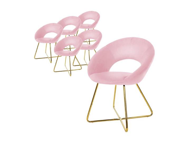 ML-DESIGN Stuhl Samtstuhl Esszimmerstuhl & Wohnzimmerstuhl mit goldenen Metallbeinen (6 St), Design Lounge Polsterstuhl 2er Set Clubsessel Esstisch Samt Rosa