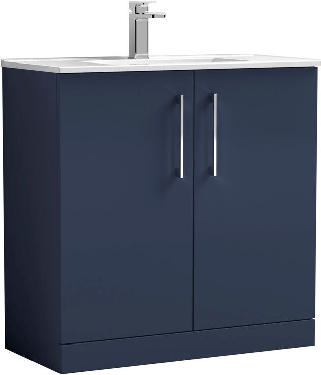 Nuie Arno 800mm Single Bathroom Vanity with Integrated Vitreous China Basin Electric Blue 800mm W