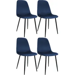 CLP 4er Set Esszimmerstuhl Maryam Samt - Farbe: dunkelblau, Material: Samt