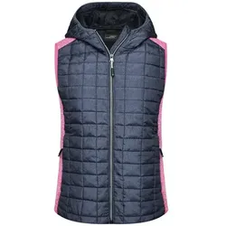 Damen Strickfleece Hybridweste JN767, pink-melange/anthrazit-melange, Größe M - pink - M