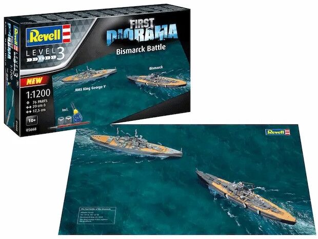 Maquette First Diorama Set Bismarck Battle Level 3 échelle 1:1200 - Revell