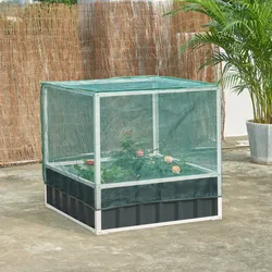Hochbeet mit Netz Alblasserdam 174x90x118 cm Anthrazit [en.casa]