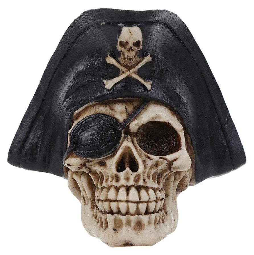 oCreon Zwarte piratenhoed met schedel voor volwassenen en Halloween decoratie
