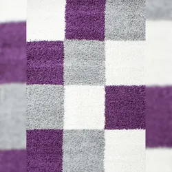 Teppich Hochflor Langflor Karo Kuschelig Waschbar Strapazierfähig Wohnzimmer Schlafzimmer Violett 120x170 cm – RHEIN von Kadima Design