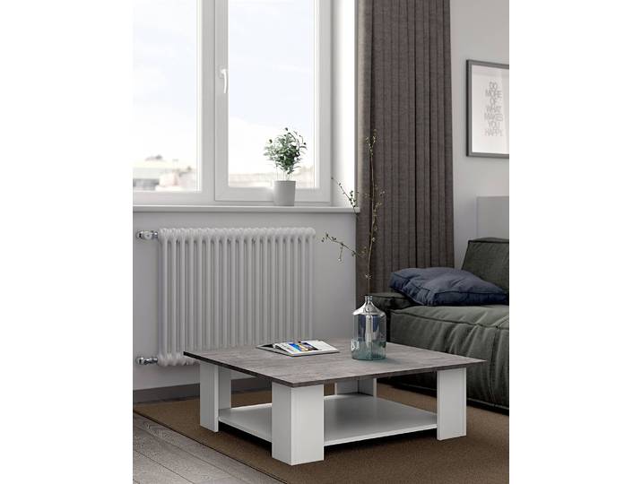 Couchtisch Square 67 x 31 x 67cm Weiß/Weiß/Beton Dekor