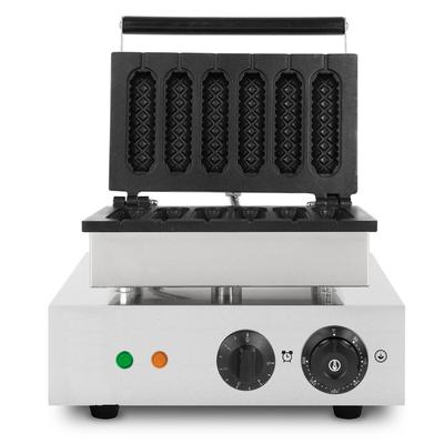 Vertes Waffeleisen am Stiel für 6 Waffeln, 0–300°C regelbar, Teflon, Edelstahlgehäuse, 1550W, Timer, Kaltgriff