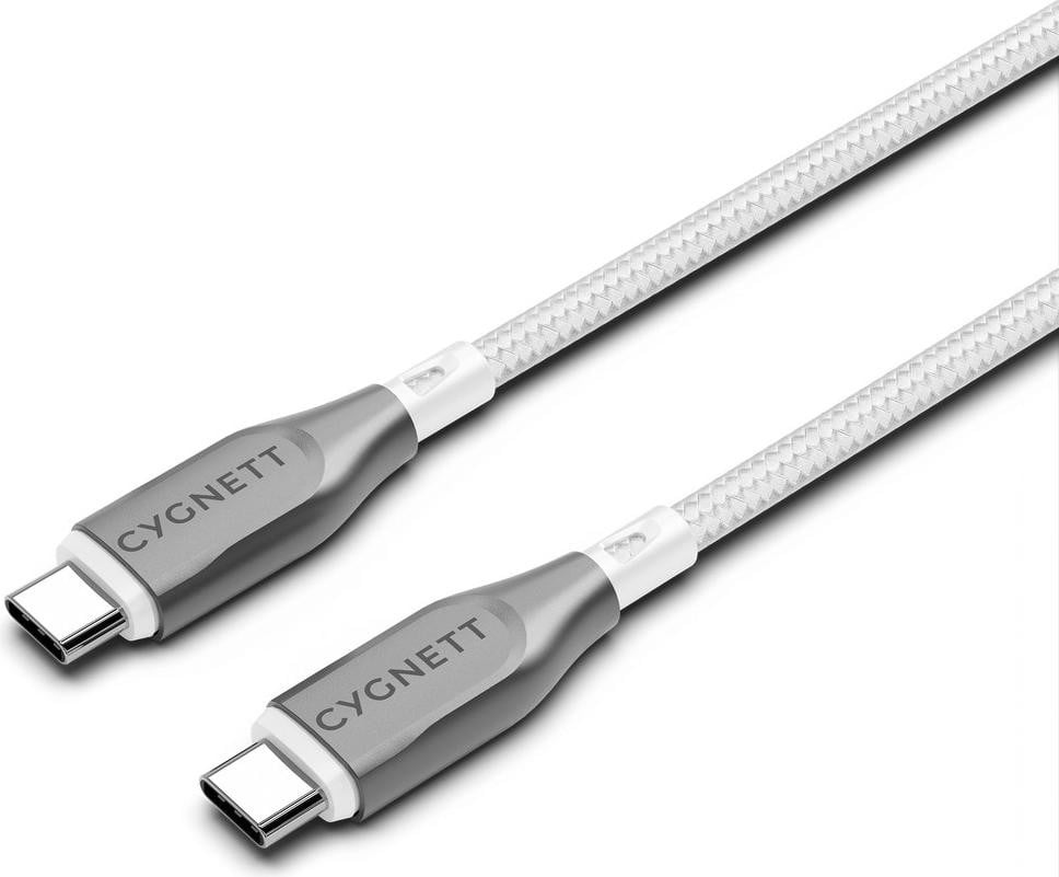 Cygnett CY4675PCTYC USB-C naar USB-C kabel, 1 meter, Grijs/Wit