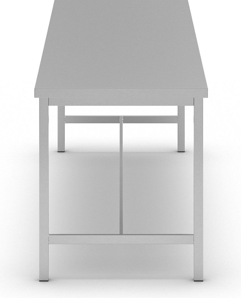 Edelstahl-Arbeitstisch, 1 Mittelstrebe, Breite 2400 mm eurokraft basic