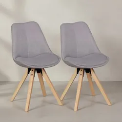KADIMA DESIGN 2er Set Esszimmerstühle LUND: Stoffbezug und Holzbeine, Skandinavisches Design, Komfortables Sitzen, Verschiedene Farben