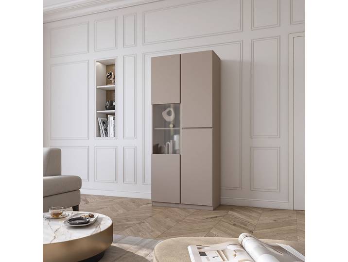 Buffet vitrine 79 x 188 x 40cm Beige/Marron/Taupe