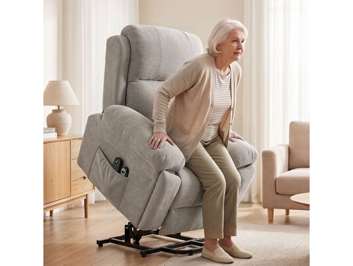 HOMCOM Fauteuil Releveur Massant Chauffant Chenille Beige
